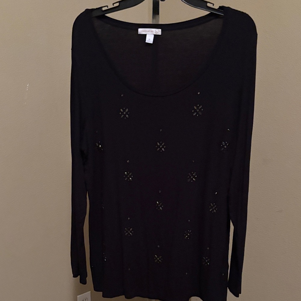 West Port 1962 Black Embellished Long Sleeve Top